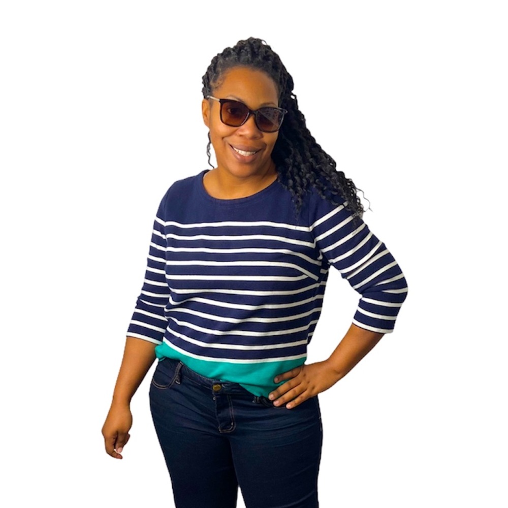 Talbots Sweatshirt Striped Crew Neck Colorblock Ribbed Knit